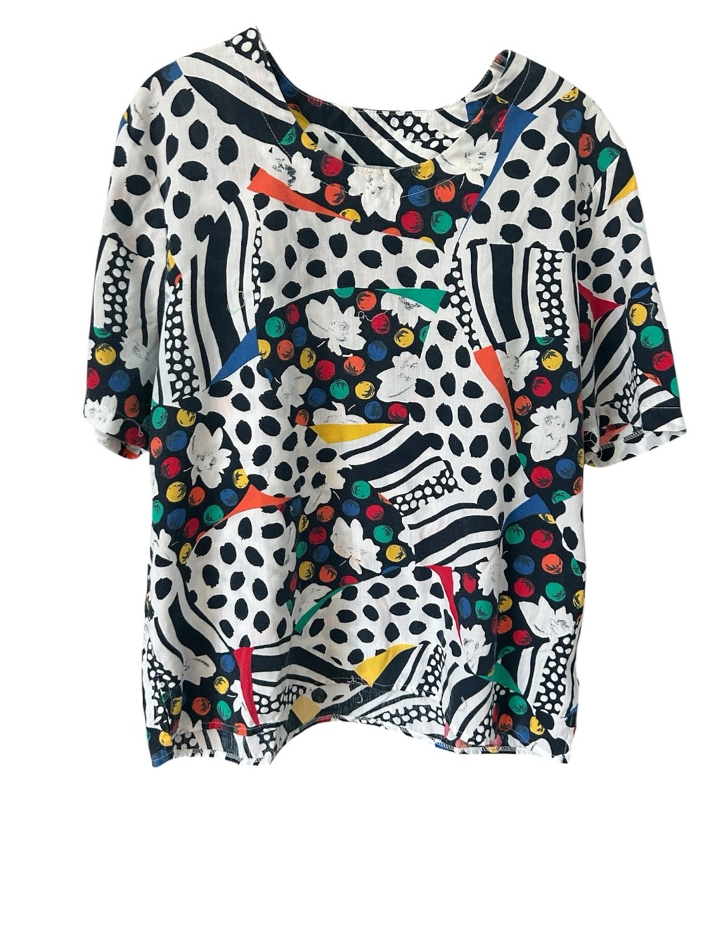 Women’s Multicolor Printed Tunic Top - Casual Short Sleeve